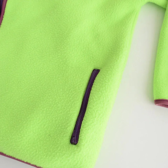 Vintage Out Country Neon Green Zip Up Fleece Sweater Size  See Measurements - Picture 6 of 13
